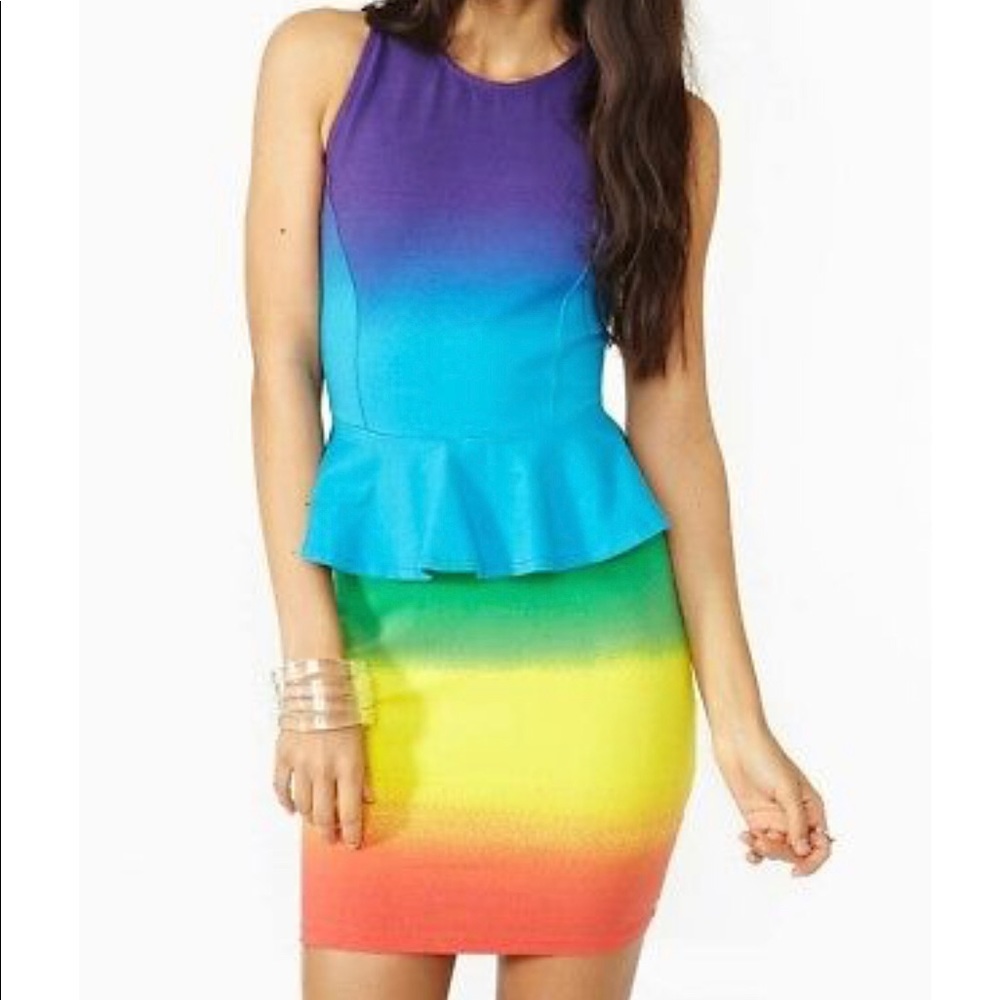 🌈Rainbow Peplum Dress🌈
